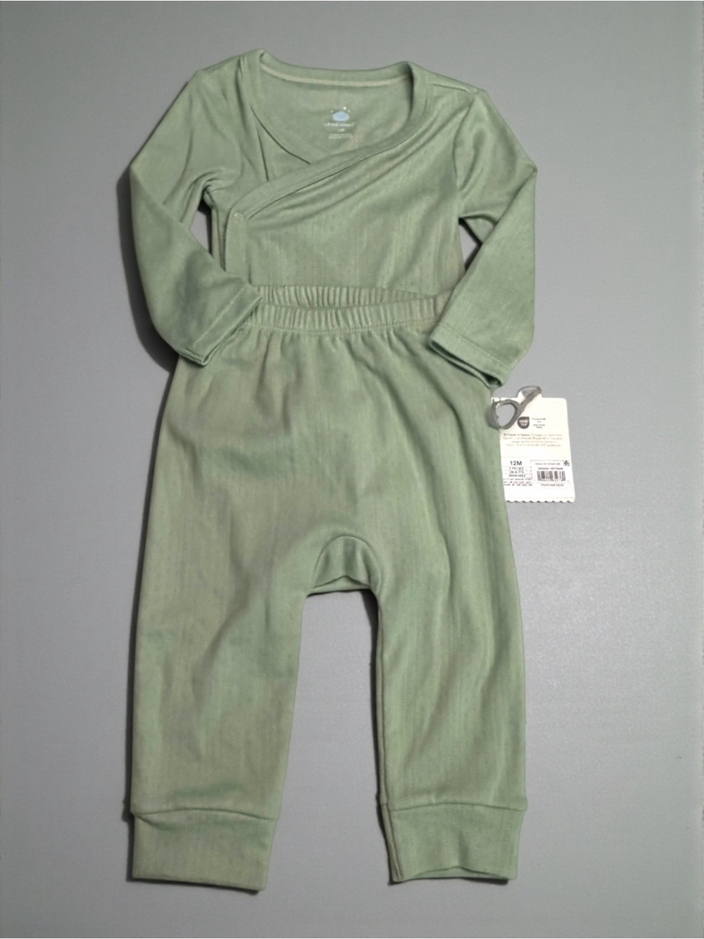 Cloud Island Baby 12M Sage Green Pointelle Kimono Bodysuit‎ and Pants Set NWT